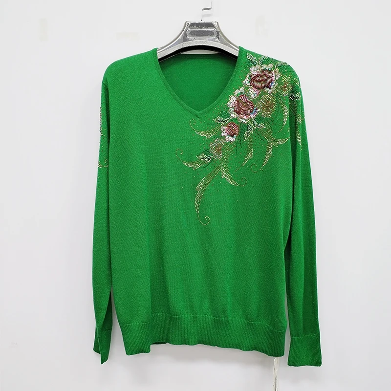 荣澜春秋新品手工刺绣针织衫毛衣中老年妈妈上衣大码女装3611款