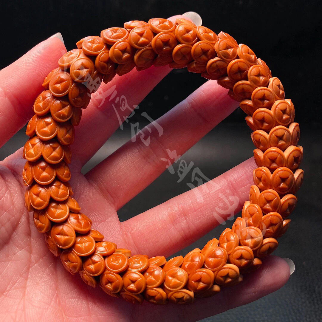 「1.4镂空金饭碗」橄榄核雕刻文玩手串佛珠念珠手链手工艺品手把件