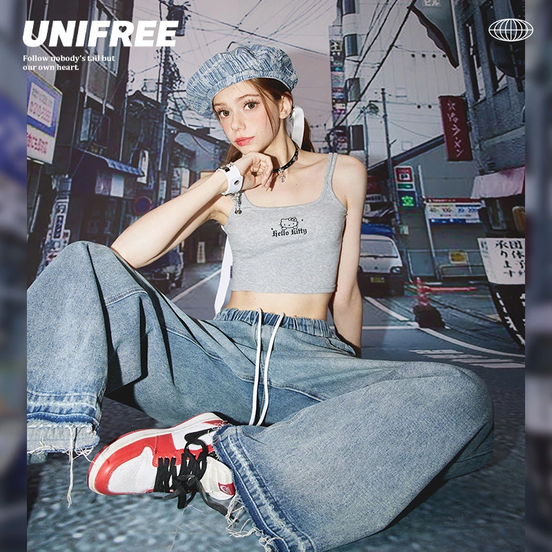 UNIFREE外穿吊带背心女内搭薄款针织短款上衣