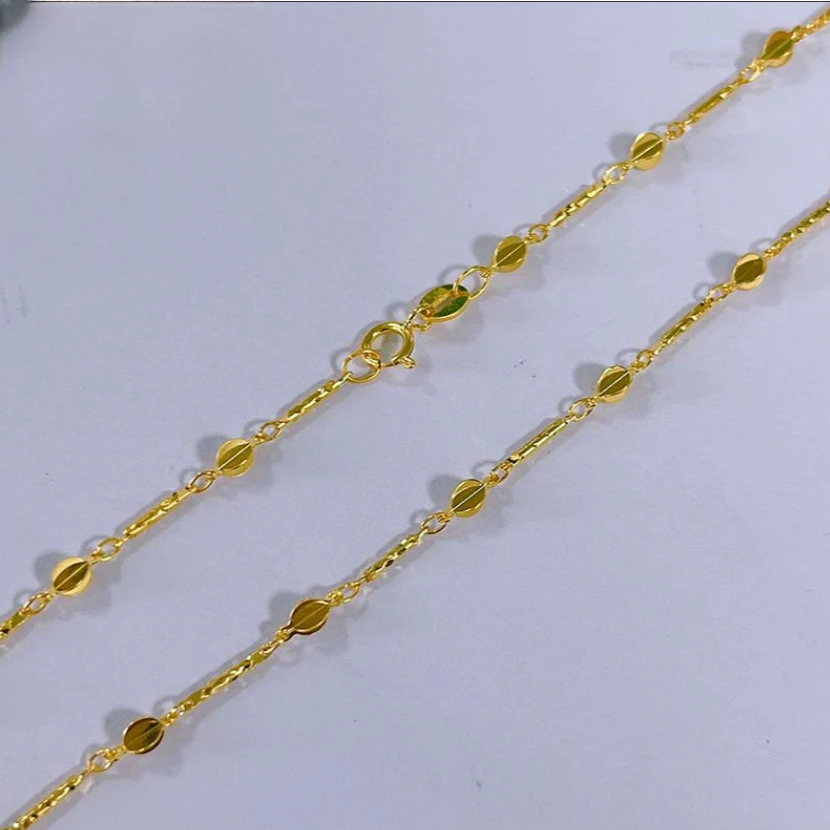 链子925银 【一潇专享】925银车花柱子间桃片项链45cm  YXL094