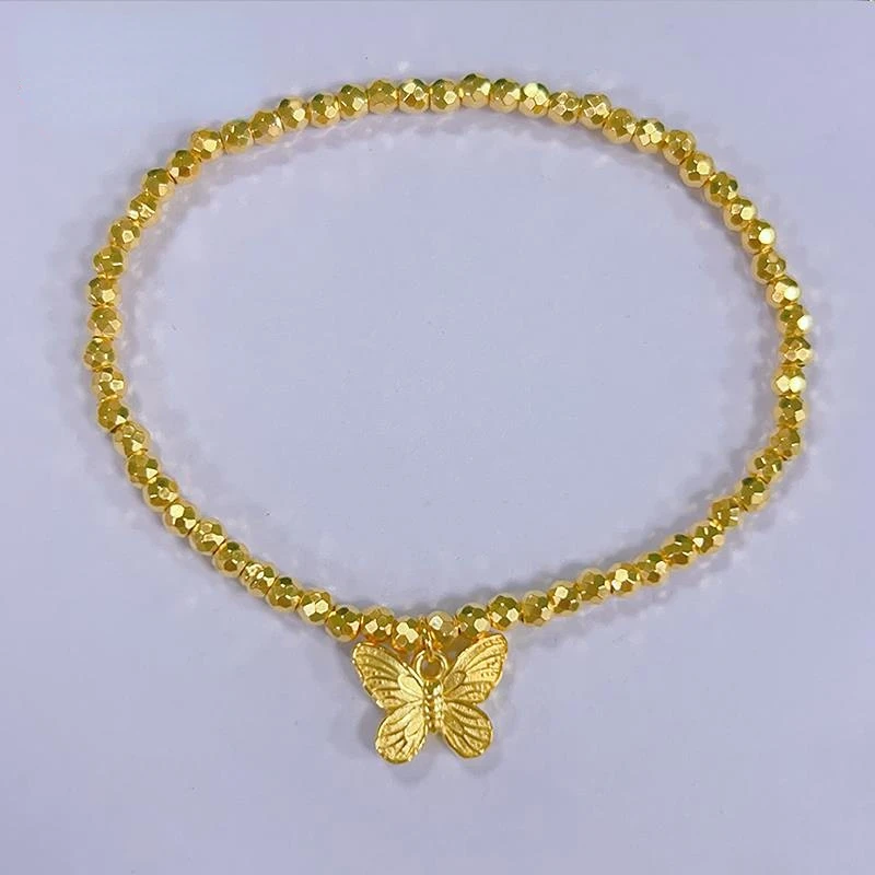 足银手链 【一潇专享】足银卡3蹦珠蝴蝶手链YSL414