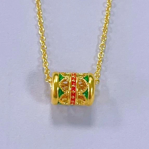 鸣钻国际【满满专享】足金 花丝转运筒 HJD690