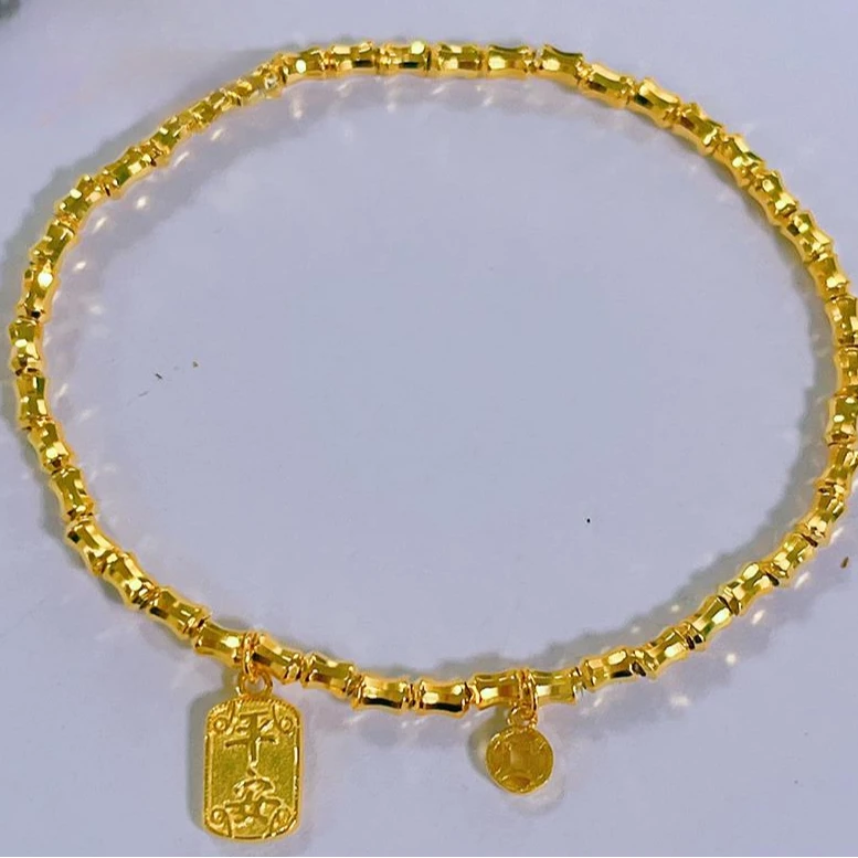 足银手链 【晓蕾专享】足银车花小蛮腰竹节平安手链SL407