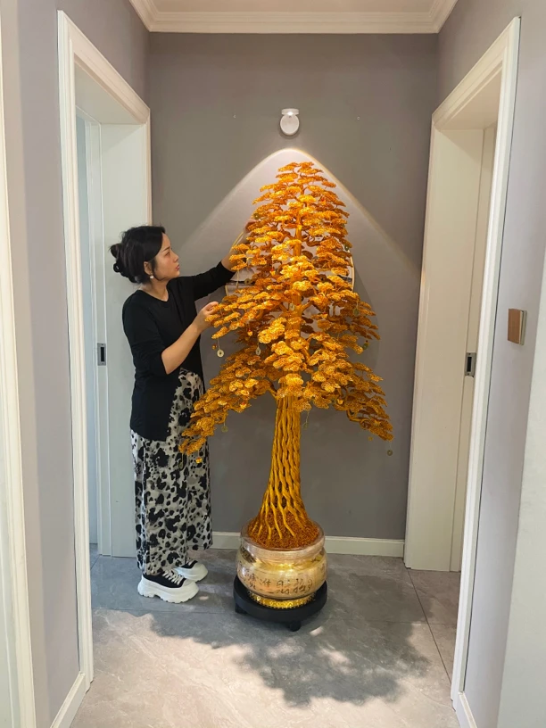 1.88米高定制款手工艺360度发财树客厅大厅展厅摇钱树中式纯手工