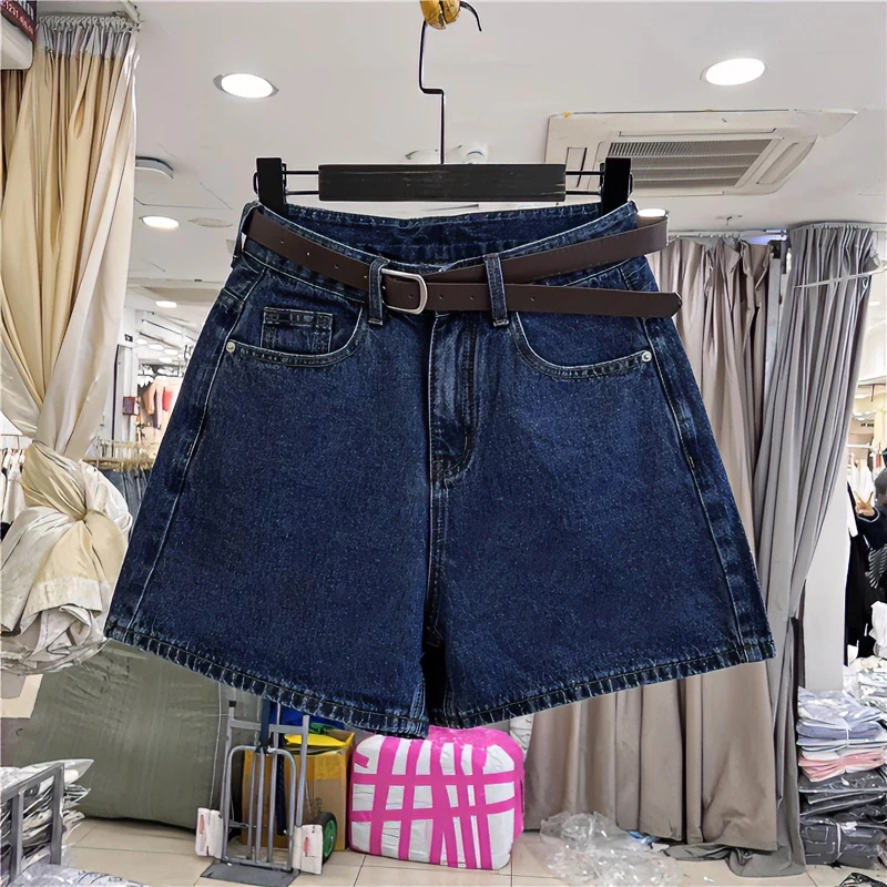 阔腿短裤2025夏新品高腰宽松A字版显瘦百搭阔腿牛仔短裤女热裤子