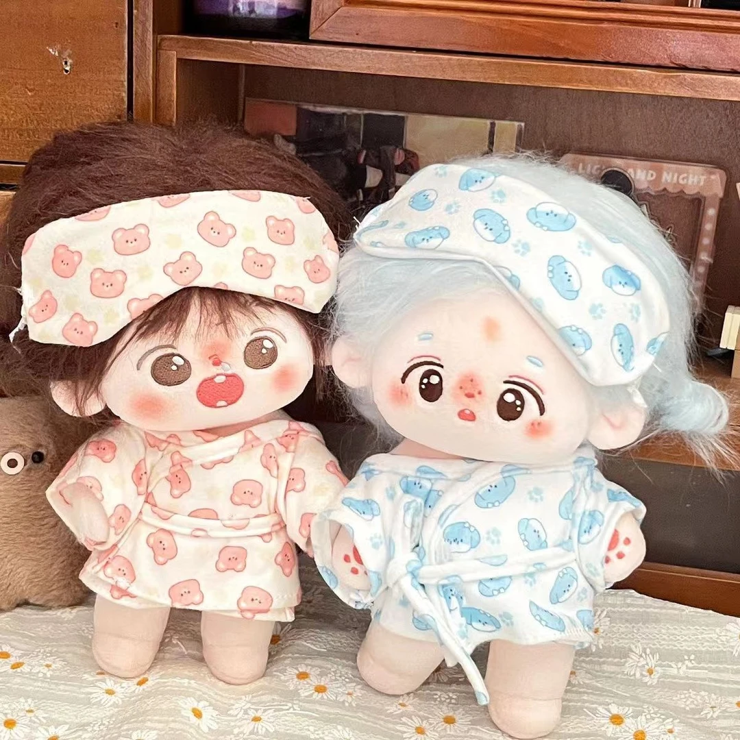 【男娃可穿】20cm娃衣棉花娃娃睡衣服炸毛女娃浴袍休闲换装百搭现货