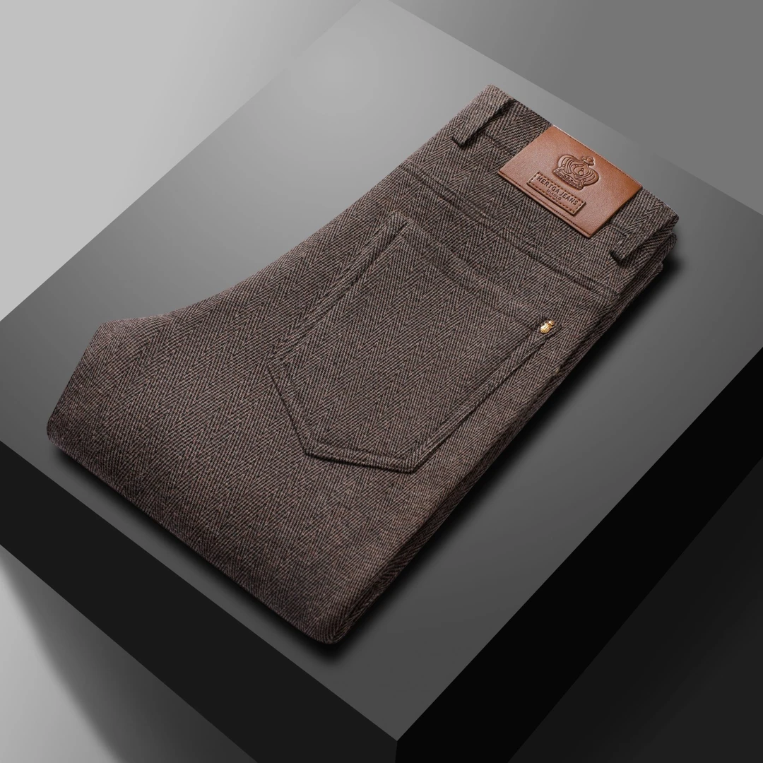 【绵羊毛】轻奢高档男士休闲裤修身舒适欧式直筒裤通勤百搭长裤子