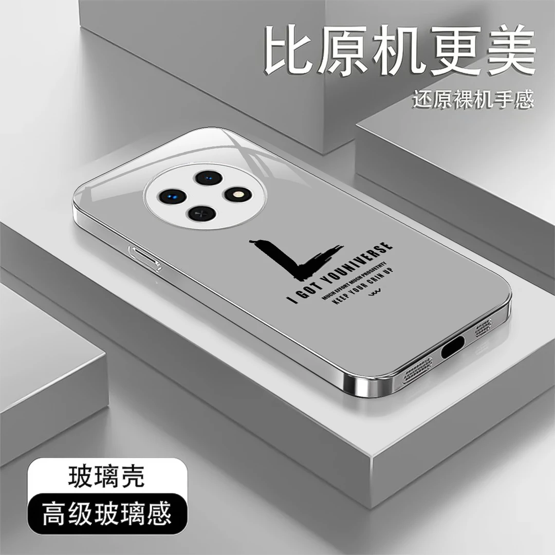 适用【华为畅享60X】字母L液态玻璃手机壳 个性定制 全包防摔