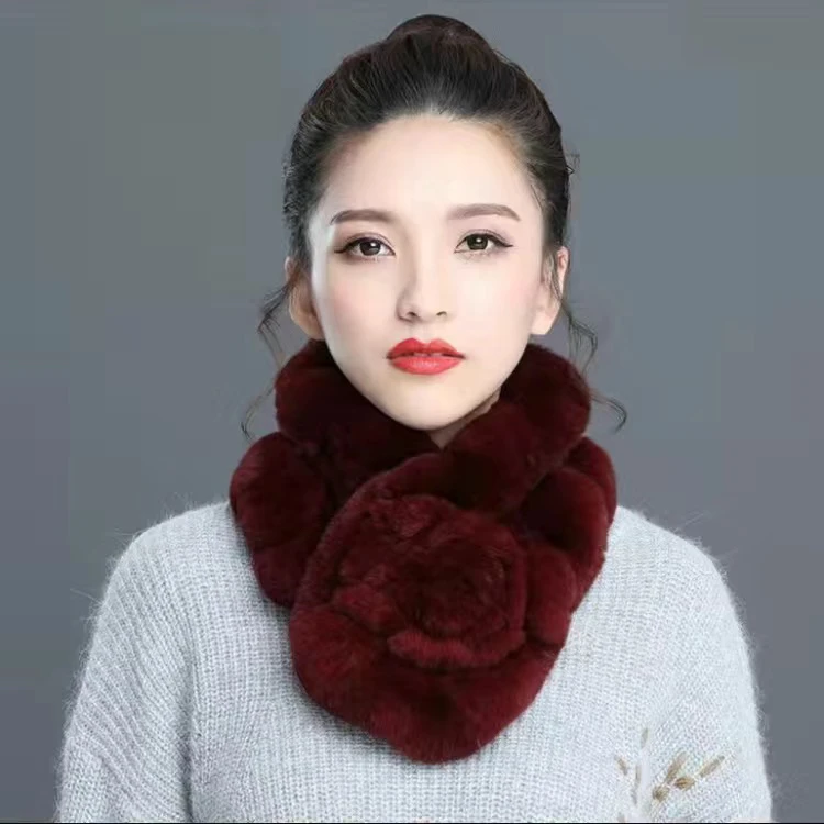 清仓冬季保暖围巾獭兔毛皮草皮毛一体围巾
