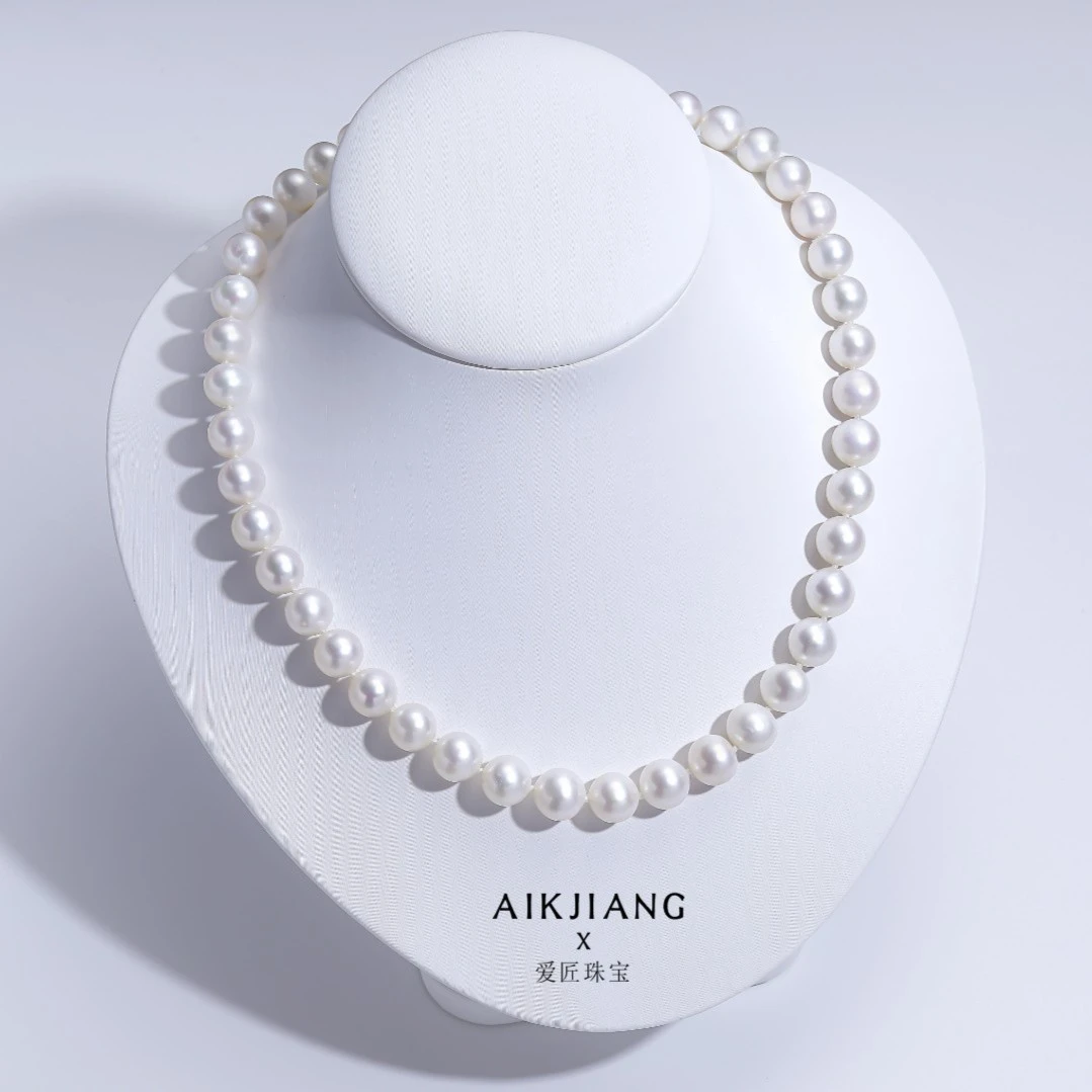 AIKJIANG/爱匠【白总】大点位经典款无核珍珠项链白色8-10mm左右 -2