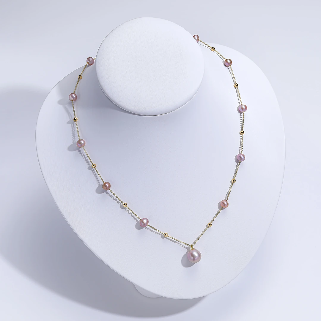 AIKJIANG/爱匠【白总】淡水紫色满天星项链5-10mm左右项链含耳钉