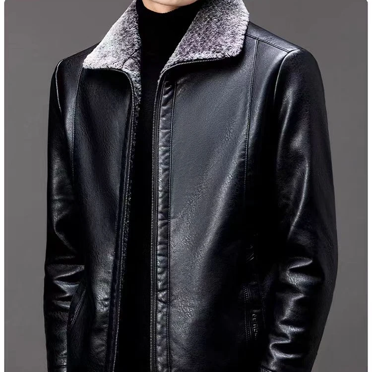 （直接拍）男士加绒水洗皮加厚保暖冬款 不挑人 翻领休闲皮衣