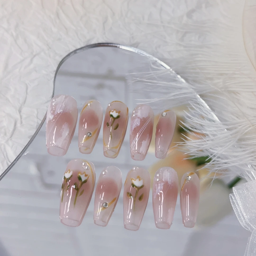 【郁金香】穿戴甲美甲新娘甲又纯又欲长梯款巨显瘦显白