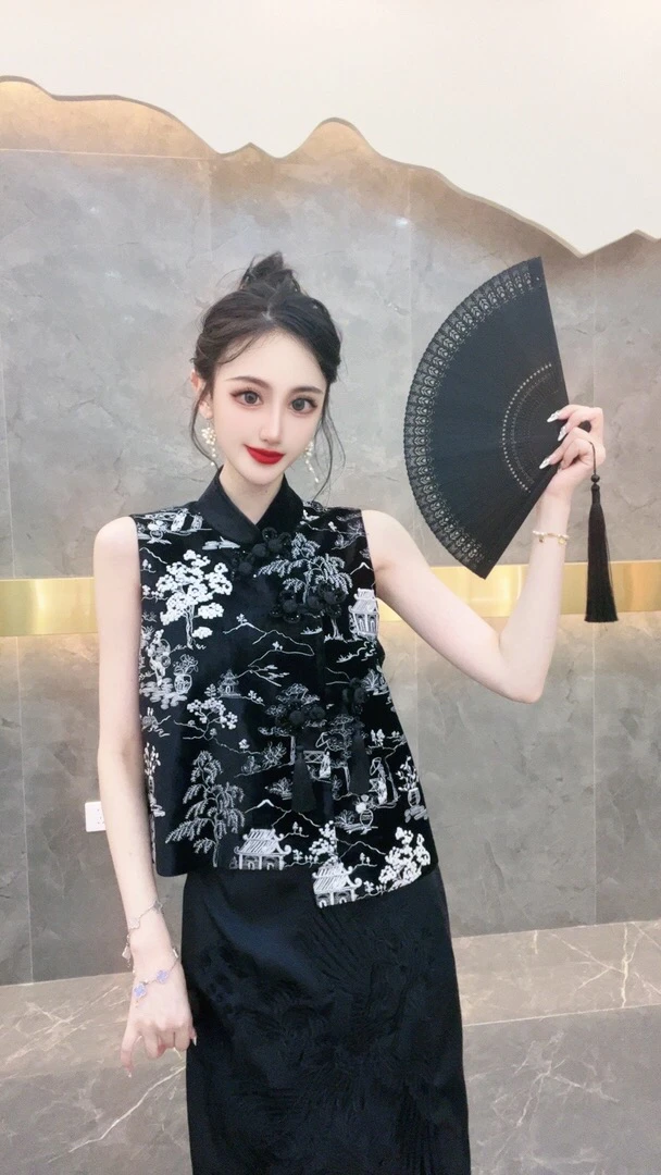 S新中式国潮唐扣马甲2127