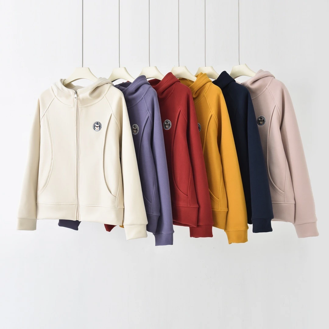 新款小熊刺绣慕斯绒双面绒防风卫衣外套