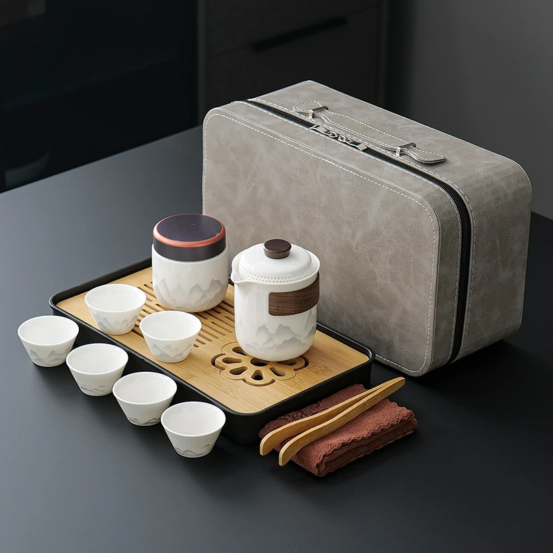 轻奢国风旅行功夫茶具便携式一壶四杯户外露营快客杯活动伴手礼品