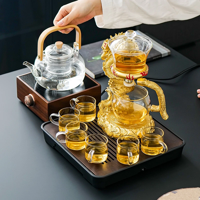 玻璃自动茶具套装泡茶 神器功夫茶具懒人自动泡茶器 透明耐热茶壶