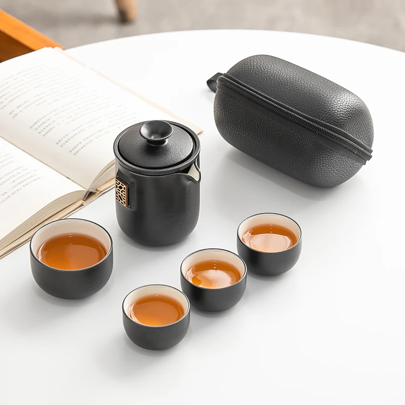 宋建白瓷家用一壶三杯车载户外露营喝茶旅行茶具便携式陶瓷快客杯