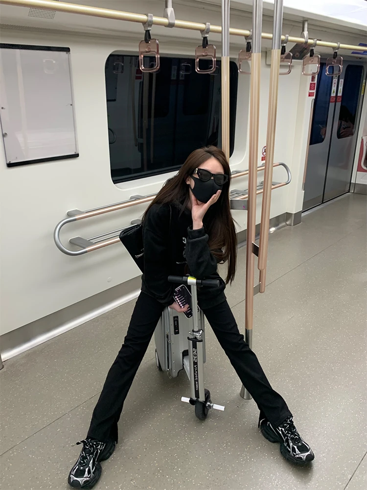 JUST SISSI 洛城街头 经典黑色/复古微喇牛仔裤