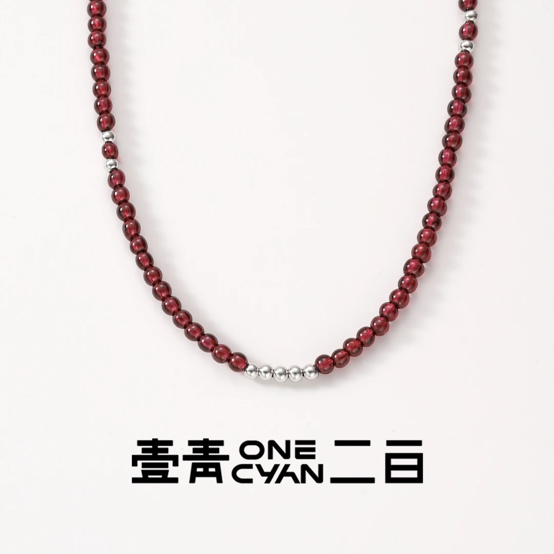 吊坠925银陶瓷 《紫粹》石榴纯银项链秋冬新款