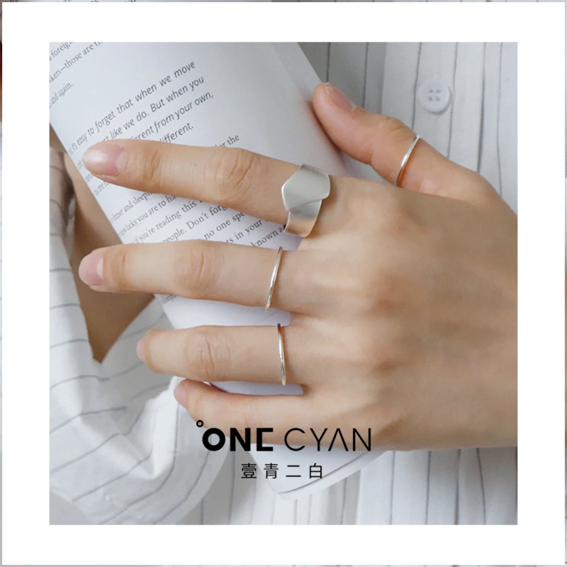 925银戒指 《从前慢》纯银冷淡风不规则哑光开口戒指