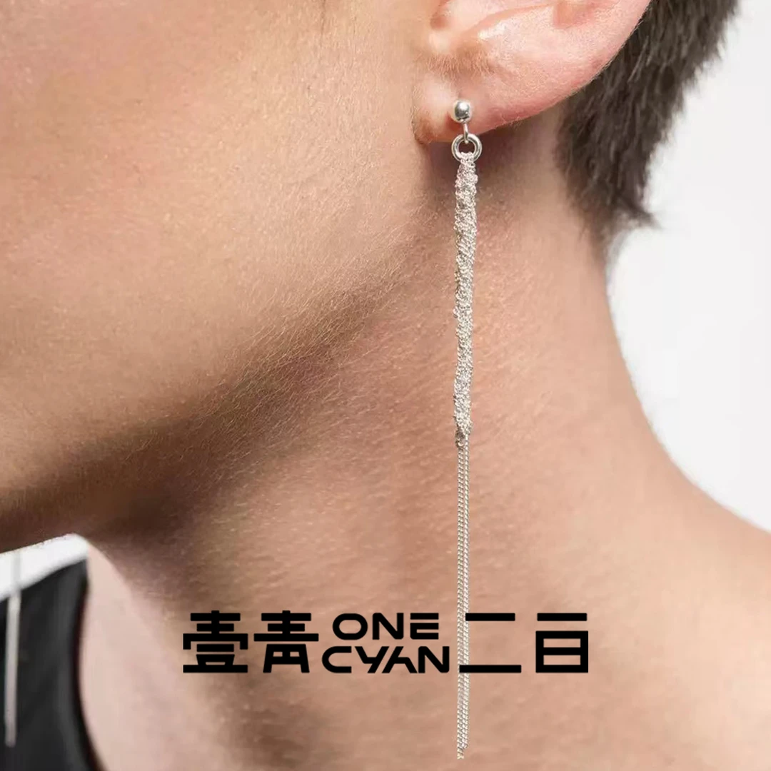 925银耳饰 《银溪》纯银耳环手工编制耳钉