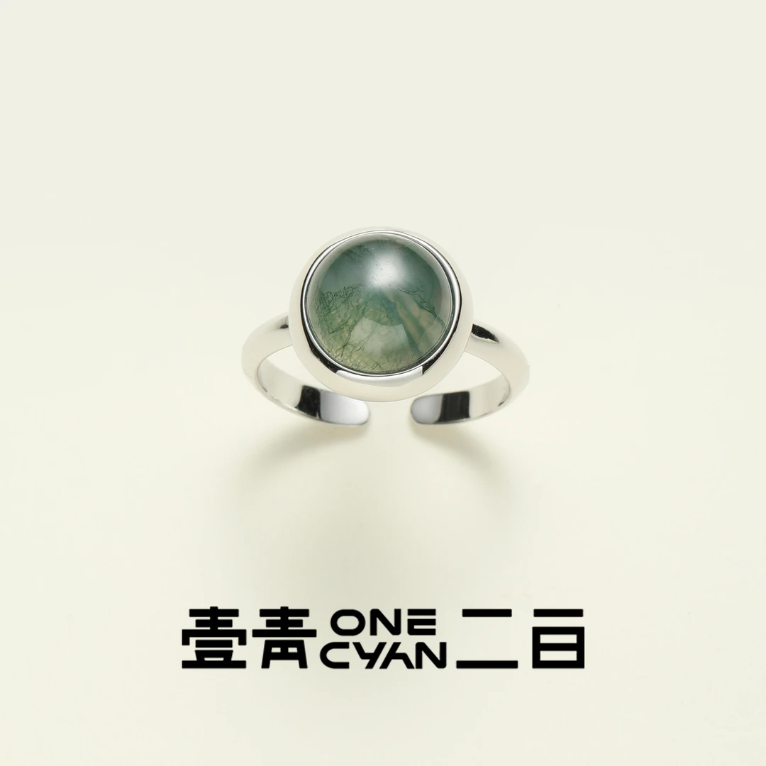 925银戒指 《青水》纯银水草石戒指活口秋冬新款