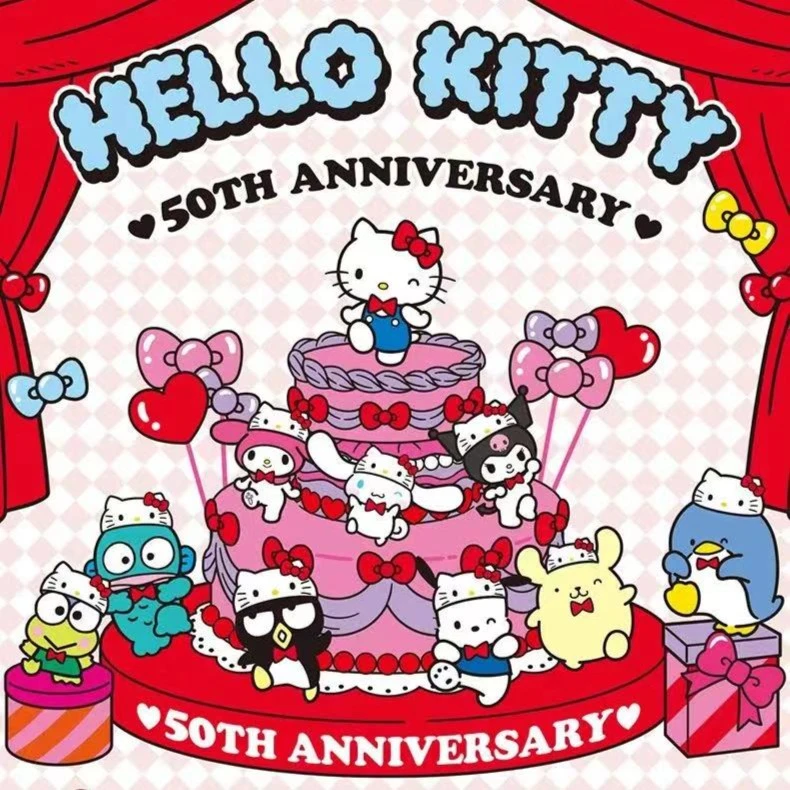 Hello kitty-50周年系列-纪念马口铁徽章盲袋（直播代拆）