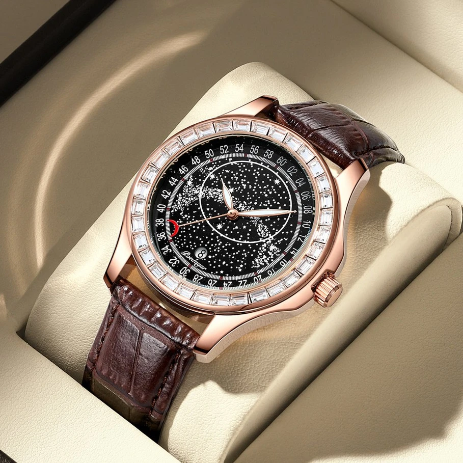 【POEDAGAR】625星空防水夜光日历男士手表气质潮流休闲轻奢百搭