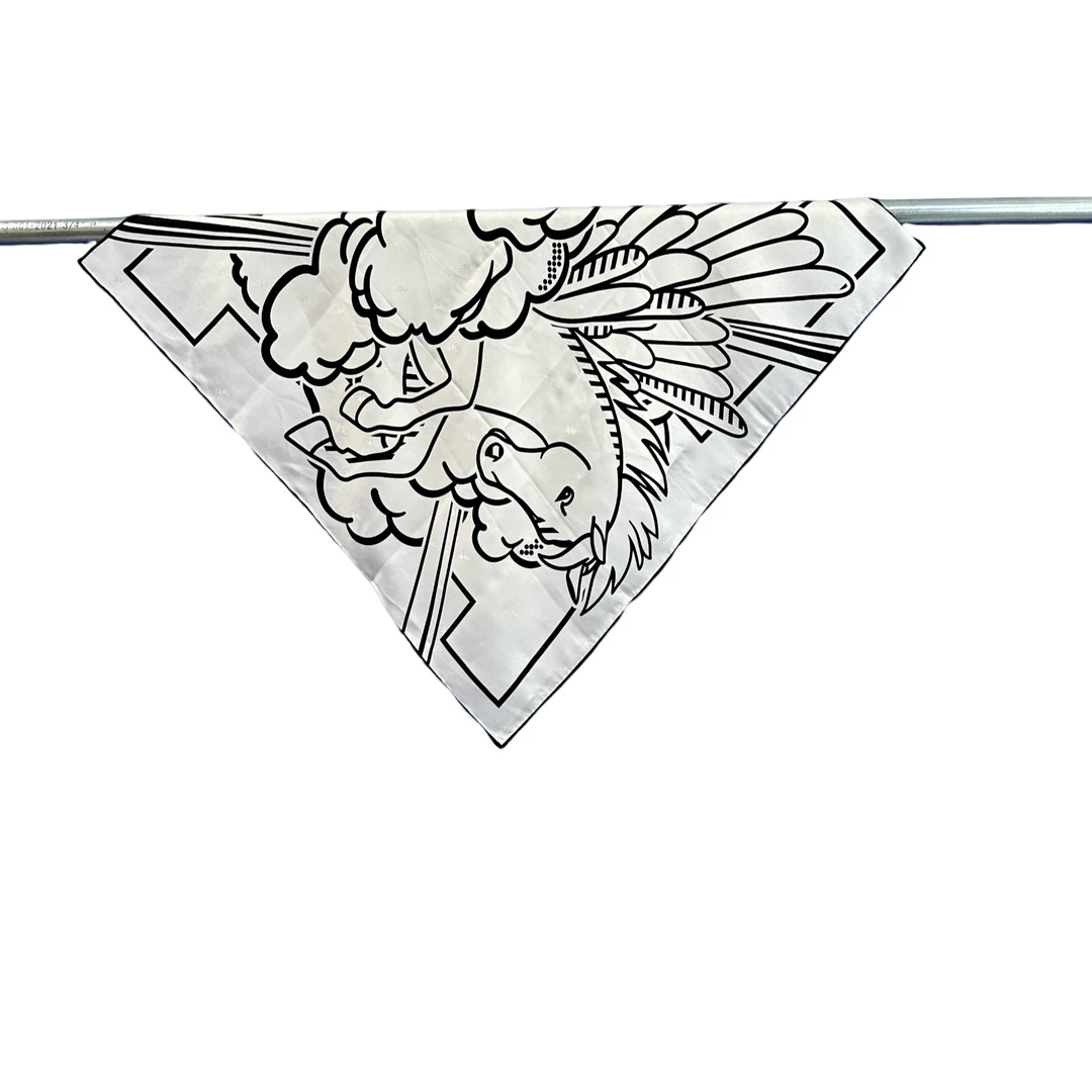 飞马14姆米提花斜纹方巾60cm高级感围巾女款白色100%桑蚕丝丝巾