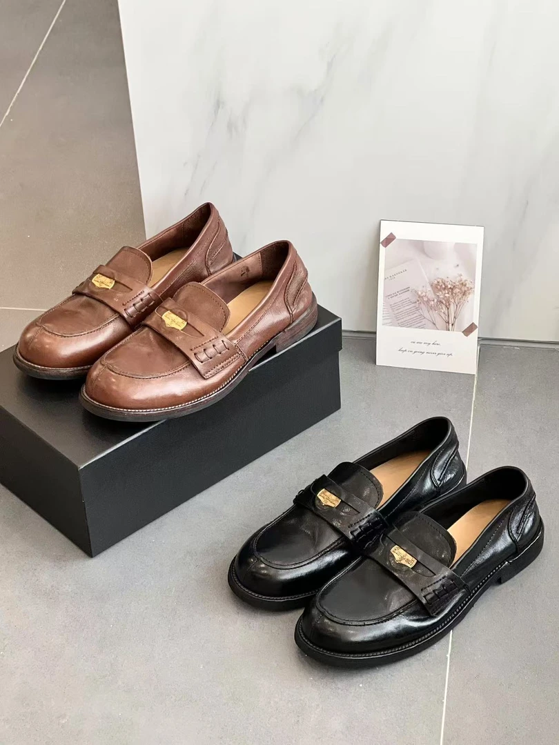 Encore Lin四季款英伦风超舒适极简百搭时尚水洗柔软低跟乐福鞋