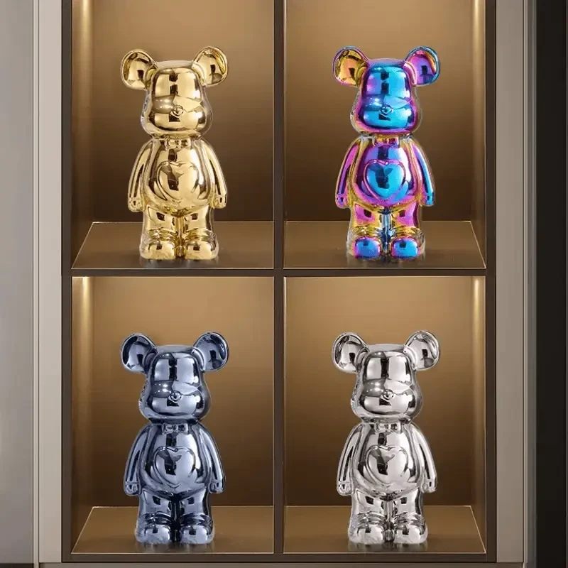 暴力熊摆件卡通爱心熊小公仔摆设客厅轻奢风电视柜酒柜装饰品F272