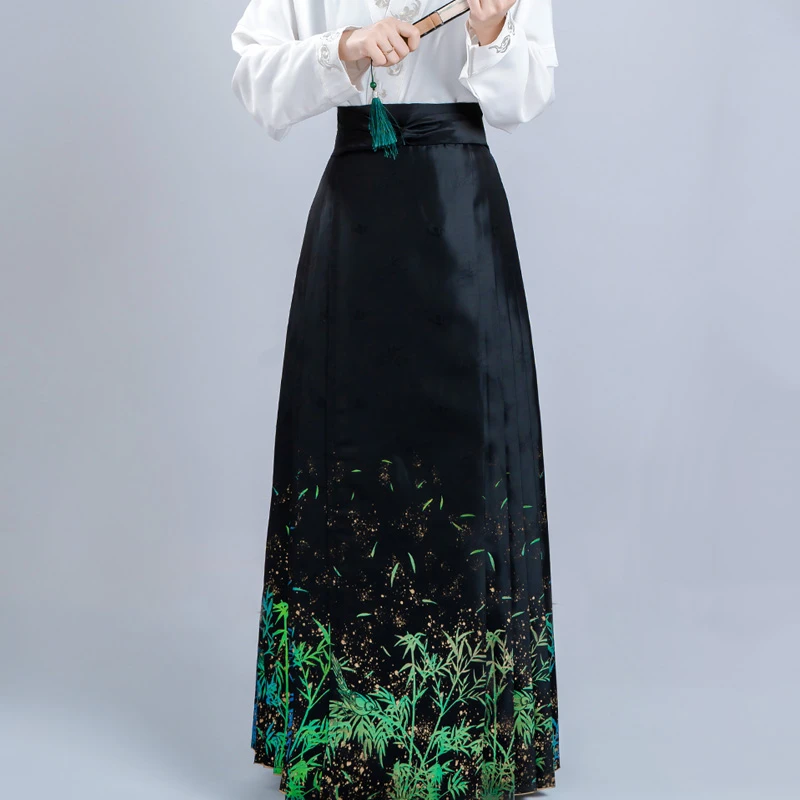 【竹影星空】原创明制汉服正版黑色马面裙气质显瘦高腰裙子