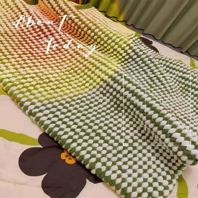 球球线织毯子手工diy编织彩虹毛毯盖毯被子坐垫圣诞节送男女友冬