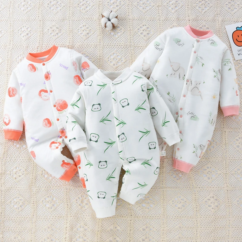 新生婴幼儿童女宝春秋装爬服纯棉保暖连体长袖婴儿宝宝