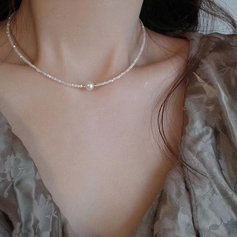 合金贝珠项链 贝珠项链短款时尚轻奢宫廷温柔choker锁骨链女气质