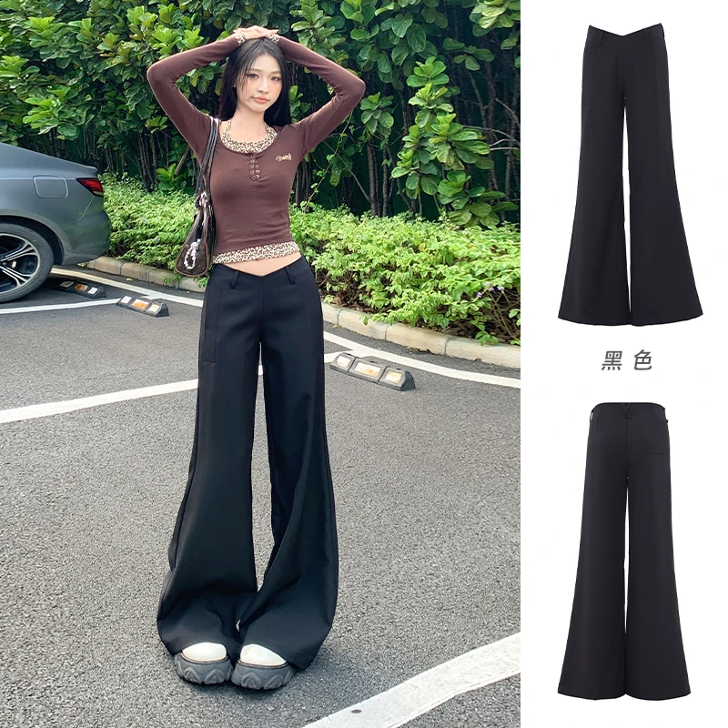 ZZR秋季新款美式小众设计V型高级感喇叭裤通勤显瘦西裤