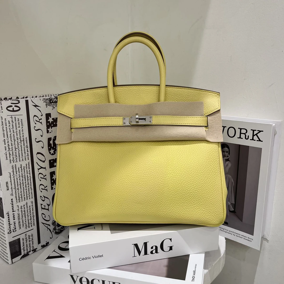 未使用爱马仕birkin25 1z小鸡黄银扣 togo皮 U刻