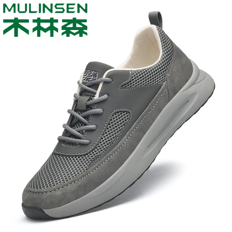 木林森男士休闲时尚百搭潮流男鞋舒适轻便透气防滑厚底网眼网面鞋