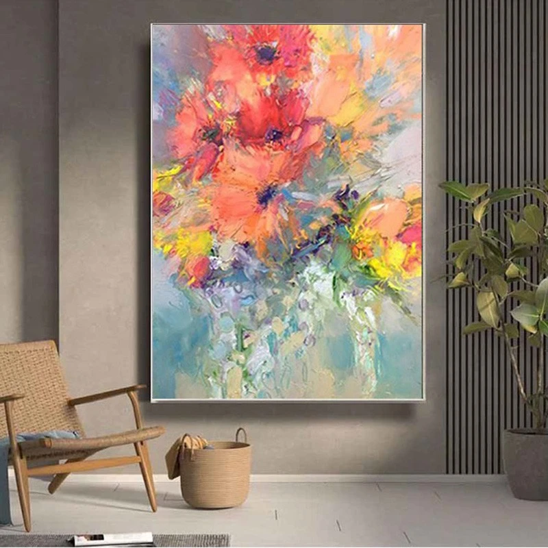 （绽放）纯手绘油画花卉抽象画客厅沙发墙挂画玄关走廊过道装饰画