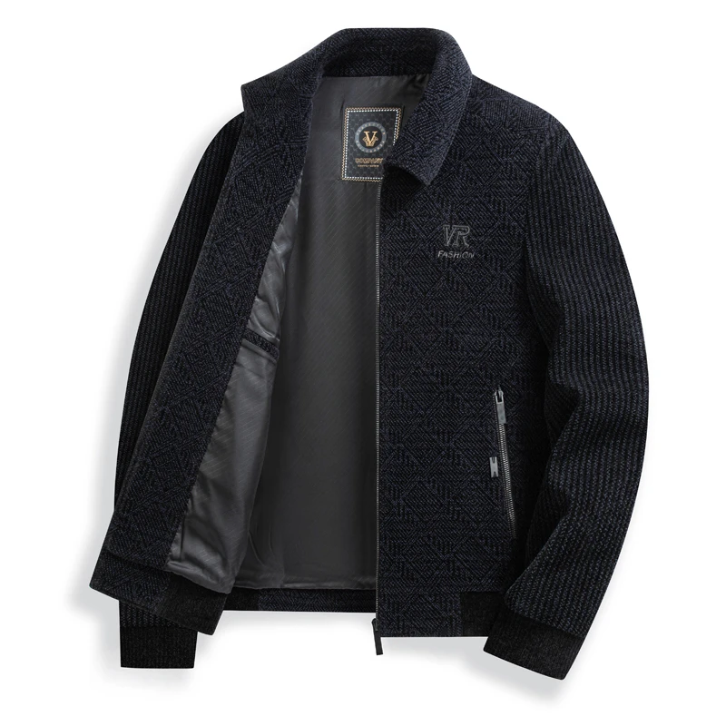 中老年爸爸外套春秋款翻领2024新款休闲雪尼尔夹克男秋季上衣外套