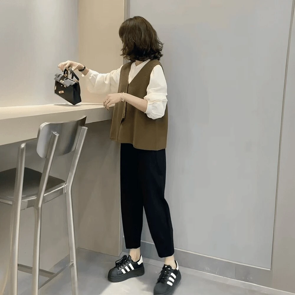 哈伦裤2024秋冬萝卜裤女显瘦显腿长大码九分裤宽松黑色休闲裤女