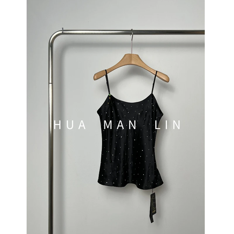 花滿林‘满天星’肩带可调节玉石扣满身烫钻立体剪裁吊带上衣8196