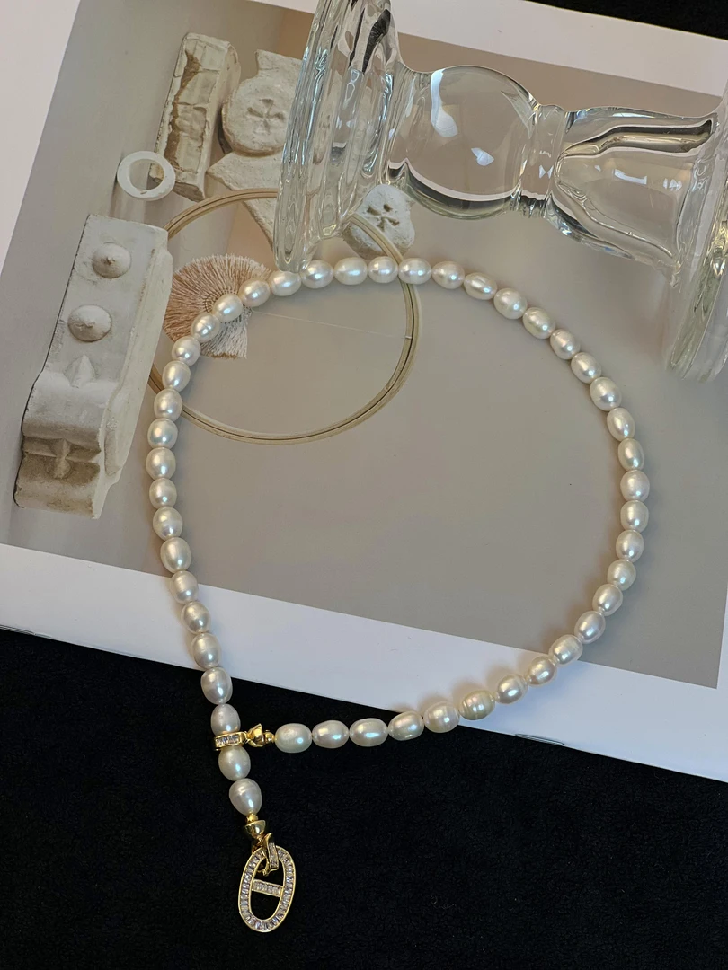 天然淡水珍项链猪鼻子轻奢百搭项链简约气质颈链LH0571