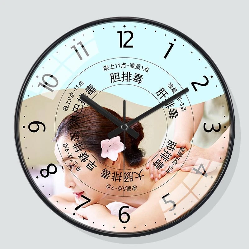 养生时钟美容院时钟表会所挂钟客厅壁钟大气时尚装饰挂墙简约现代