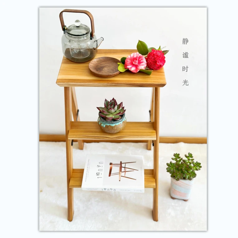 柚木小户型可折叠凳多功能梯凳厨房高凳子省空间免安装家用高凳