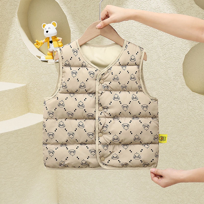 反季儿童马甲秋冬款男童女童卡通轻薄保暖背心中小童宝宝马夹外穿