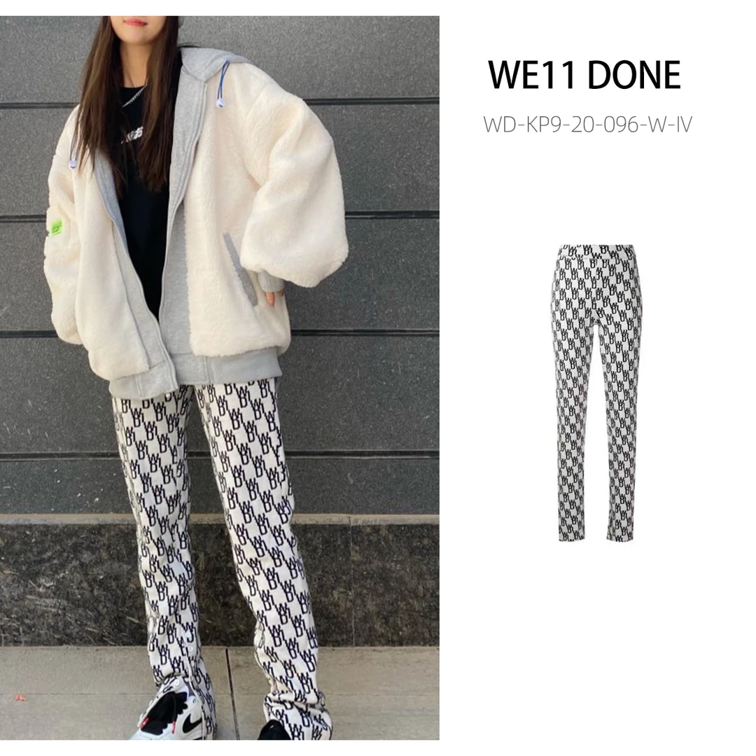 全新未使用 WE11 DONE 经典提花满印休闲直筒长裤秋季女款象牙白