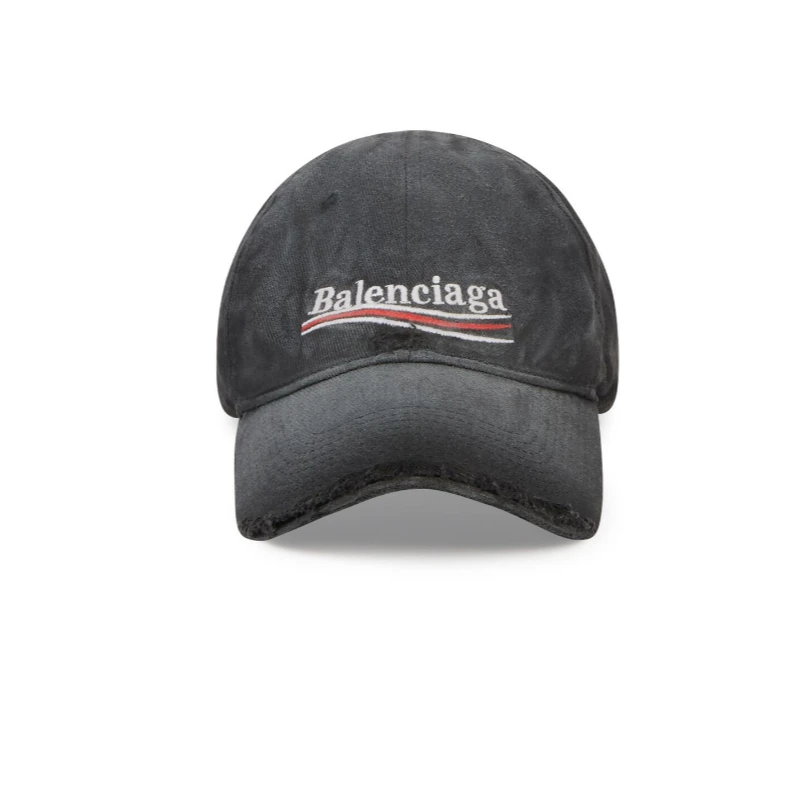 全新未使用 Balenciaga/巴黎世家 刺绣LOGO棒球帽休闲百搭做旧黑