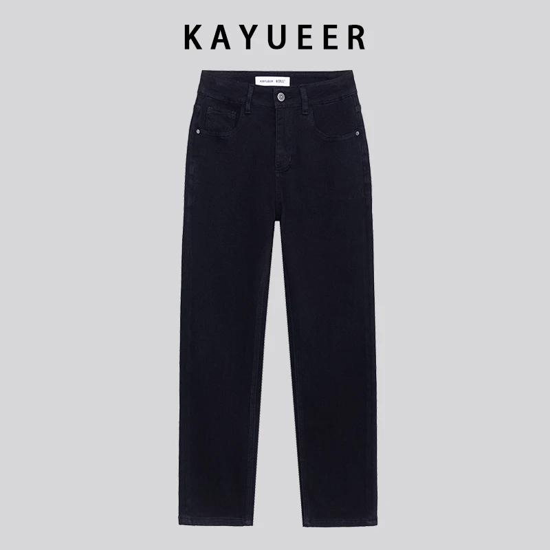 77002-卡玥儿秋季黑色时尚休闲百搭显瘦弹力烟管裤